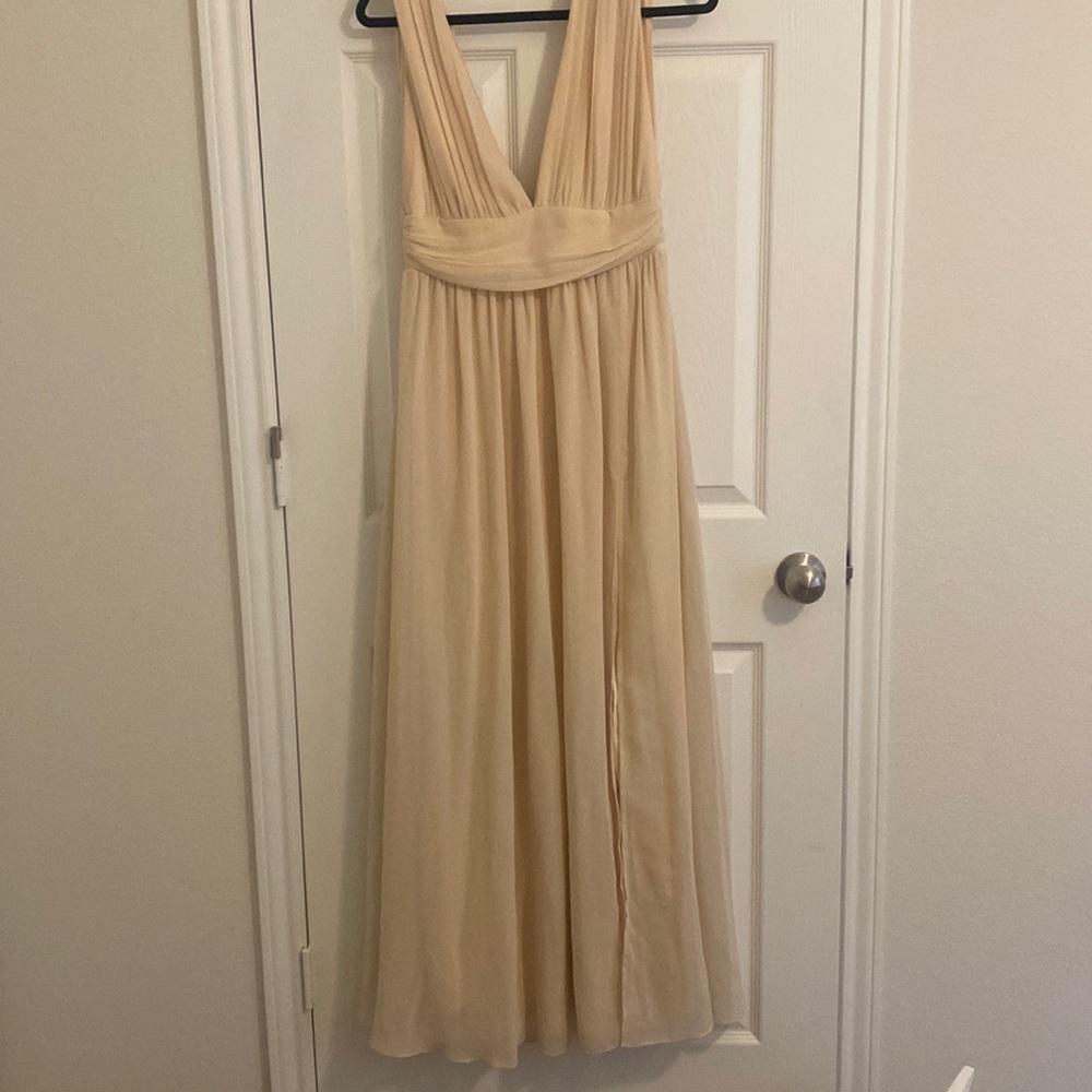 Lulus heavenly hues cream maxi dress